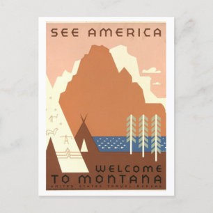 Vintage "See America" Montana Postkarte
