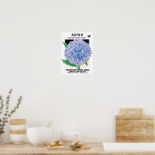 Vintage Seed Packet Art, Lila Aster-Blume Poster (Küche)