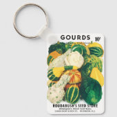 Vintage Seed Packet Art, Mixed Gourds Squash Schlüsselanhänger (Vorderseite)