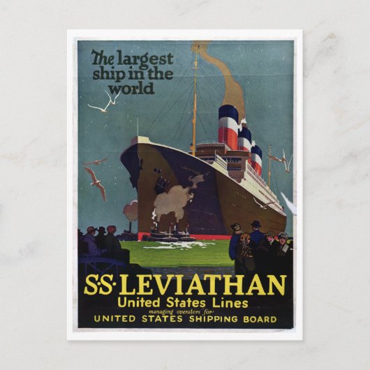 Vintage Seefahrt Leviathan Kreuzfahrt Postkarte (Vorderseite)