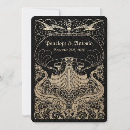 Vintage Seegoldfolien-Hochzeits-Einladungen Einladung