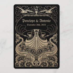 Vintage Seegoldfolien-Hochzeits-Einladungen Einladung