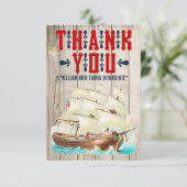 Vintage Seehochzeit danken Ihnen Karten (Stehend Vorderseite)