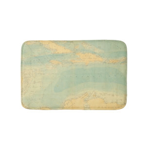 Vintage Seekarte des karibischen Meeres Badematte