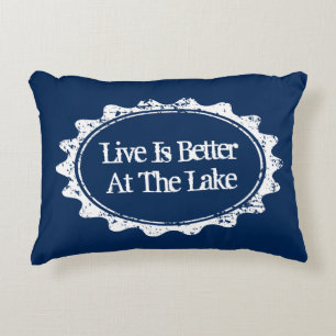 Vintage-Seekilche-Pillow in Marineblau und Weiß Dekokissen