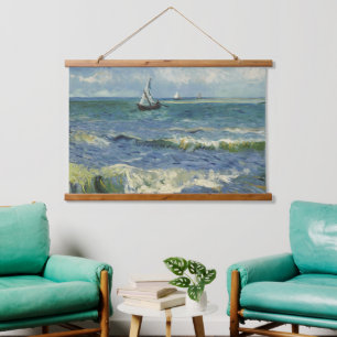 Vintage Seelandschaft bei Les Saintes-Maries-de-la Wandteppich Mit Holzrahmen