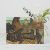 Vintage Seelöwen am Strand, Meerestiere (Stehend Vorderseite)