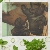 Vintage Seelöwen am Strand, Meerestiere Geschirrtuch (Gefaltet)