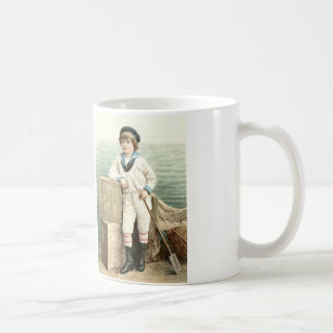 Vintage Seemann-Jungen-Illustration auf der Tasse