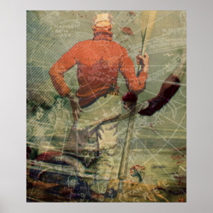 Vintage Seemännerin Mermaids Collage Poster