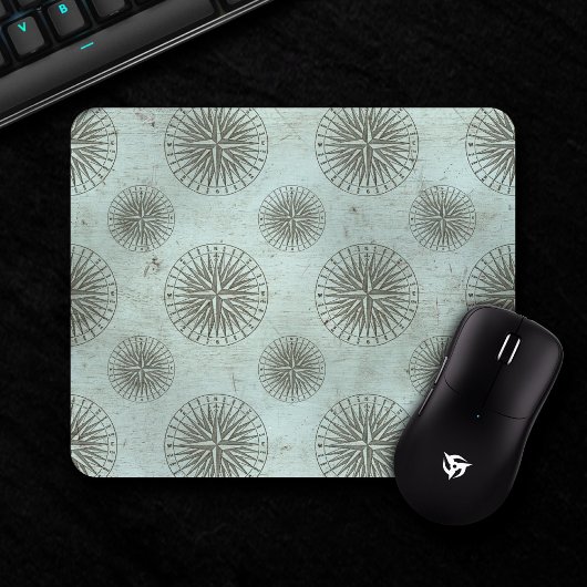 Vintage Seemannslied | Steampunk-Kompass-Ephemera Mousepad