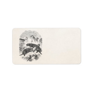 Vintage Seeotter 1800s Otter-Illustration Adressaufkleber