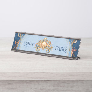 Vintage-Seepferd-Strand-Hochzeitsgeschenktisch Schreibtischnamensplakette