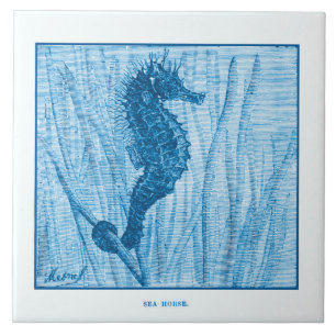 Vintage Seepferdchen Delft Blau Niederländischer S Fliese