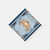 Vintage-Seepferdchen orange blaue Dankeschön-Servi Serviette (Ecke)