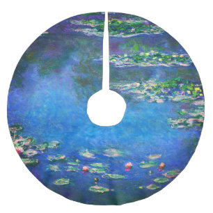 Vintage Seerosen von Claude Monet Polyester Weihnachtsbaumdecke