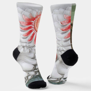Vintage Seerosenblüten, Seerosen in einem Teich Socken