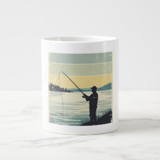 Vintage-Seeufer-Angler-Silhouette Jumbo-Tasse