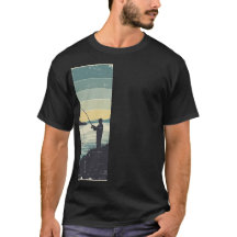 Vintage-Seeufer-Angler-Silhouette