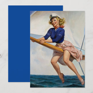 Vintage-Segel-Sailor-Pinup-Girl-Karte Einladung