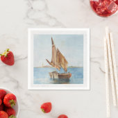 Vintage-Segelboot-Aquarell Küstengewässer-Ansicht Serviette (Beispiel)