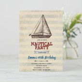 Vintage Segelboot-Einladung Einladung (Stehend Vorderseite)