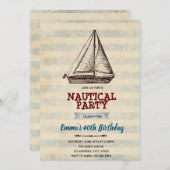Vintage Segelboot-Einladung Einladung (Vorne/Hinten)