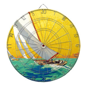 Vintage Segelboote Französisch Reisen Dartscheibe