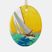 Vintage Segelboote Französisch Reisen Keramikornament (Rechts)