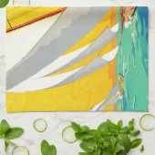 Vintage Segelboote Französisch Reisen Küchentuch (Gefaltet)