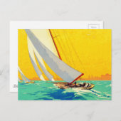 Vintage Segelboote Französisch Reisen Postkarte (Vorne/Hinten)