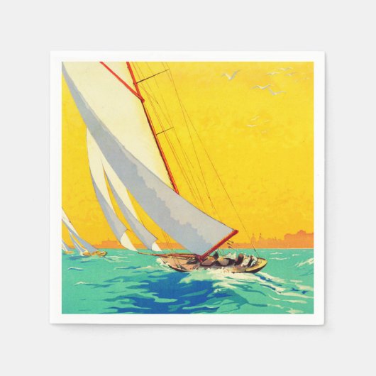 Vintage Segelboote Französisch Reisen Serviette (Vorderseite)