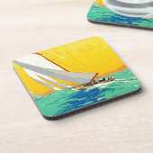 Vintage Segelboote Französisch Reisen Untersetzer (Linke Seite)