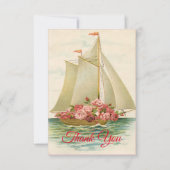 Vintage Segelboote Rose Blume Dankeskarte (Vorderseite)