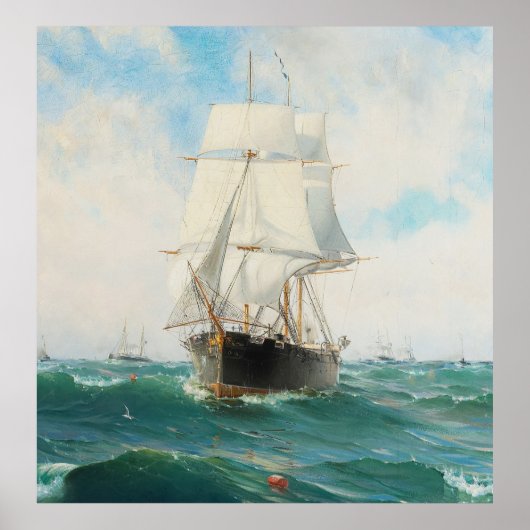 Vintage Segelbootmalerei (1887) Poster (Vorne)