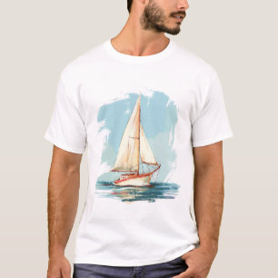 Vintage-Segelschiff auf dem Ozean - Minimalistisch T-Shirt