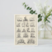 Vintage Segelschiffe Postkarte (Stehend Vorderseite)
