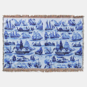 VINTAGE SEGELSCHIFFE, SCHIFFE, Navy Blue Nautical Decke