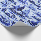 VINTAGE SEGELSCHIFFE, SCHIFFE, Navy Blue Nautical Geschenkpapier (Ecke)
