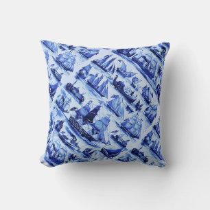 VINTAGE-SEGELSCHIFFE UND SCHIFFE, Marineblau Kissen