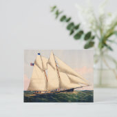 Vintage Segelyacht auf der Seeblick Postkarte (Stehend Vorderseite)