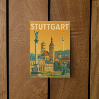 Vintage Sehenswürdigkeiten in Stuttgart Postkarte