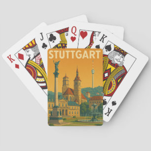 Vintage Sehenswürdigkeiten in Stuttgart Spielkarten