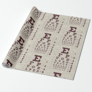 Vintage-Sehtafel auf Jute Geschenkpapier