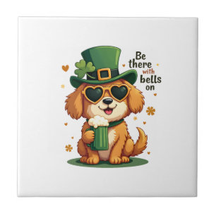 Vintage Sei Da Mit Glocken Am Hund St. Patrickstag Fliese
