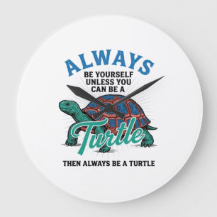 Vintage Sei Selbst Schildkröte-Shirt-Design_1 Große Wanduhr