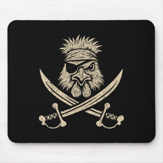 Vintage Seidenhühner- und -knochenfarm und Mousepad (Vorne)