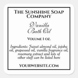 Vintage Seifenkosmetik - Etikett weiß & schwarz Quadratischer Aufkleber