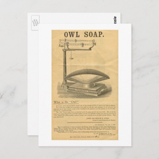 Vintage Seifenwerbung Postkarte (Vorne/Hinten)