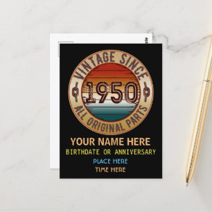 Vintage seit 1950 Alle Originalteile  Postkarte